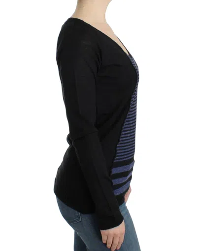 Costume National Striped V-neck Women's Sweater In Black