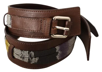 Costume National Brown Leather Silver Buckle Women's Belt In Brown