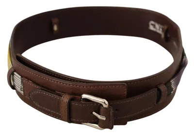 Costume National Brown Leather Silver Buckle Women's Belt In Brown