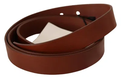 Costume National Brown Leather Silver Fastening Women's Belt In Brown