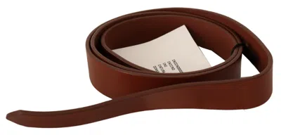 Costume National Brown Leather Silver Fastening Women's Belt In Brown