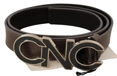 Costume National Brown Letter Logo Buckle Belt In Brown