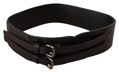 Costume National Elegant Double Buckle Leather Belt In Black