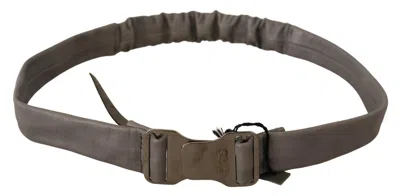 Costume National Gray Leather Silver Buckle Waist Belt In Gray