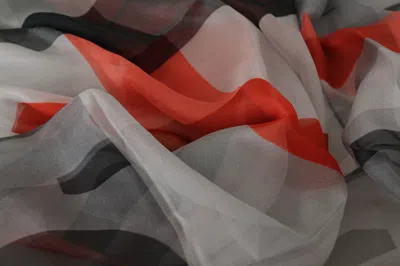 Costume National Gray Red Shawl Foulard Wrap  Women's Scarf