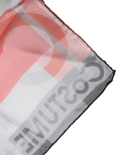 Costume National Gray Red Silk Square Neck Wrap Women's Scarf In Multi