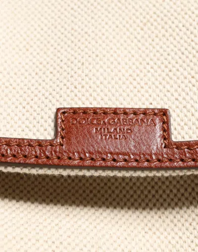 Pre-owned Dolce & Gabbana Beige Brown Canvas Leather Travel Back Pack Men's Bag () In Sand