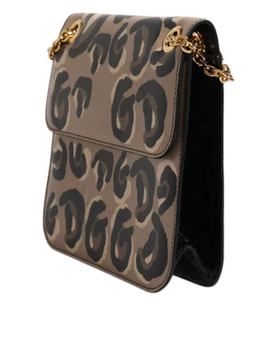 Pre-owned Dolce & Gabbana Beige Dg Leopard Pattern Leather Crossbody Women's Bag () In Sand