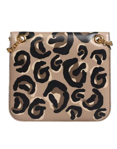 Pre-owned Dolce & Gabbana Beige Dg Leopard Pattern Leather Crossbody Women's Bag () In Sand
