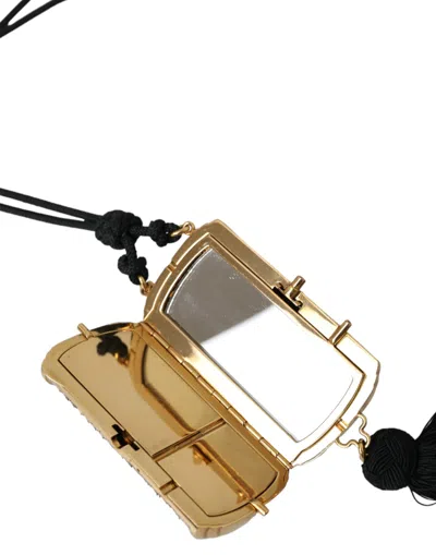 Dolce & Gabbana Beige Exotic Leather Mini Mirror Tassel Make Up Holder Women's Bag In Sand