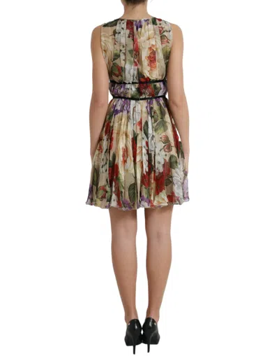 Dolce & Gabbana Floral Elegance Silk Chiffon Mini Dress In Multi