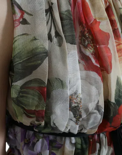 Dolce & Gabbana Floral Elegance Silk Chiffon Mini Dress In Multi