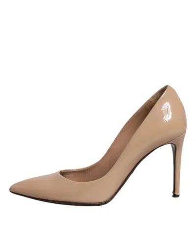 Pre-owned Dolce & Gabbana Beige Patent Leather Stiletto Heel Pumps Women's Shoes () In Sand
