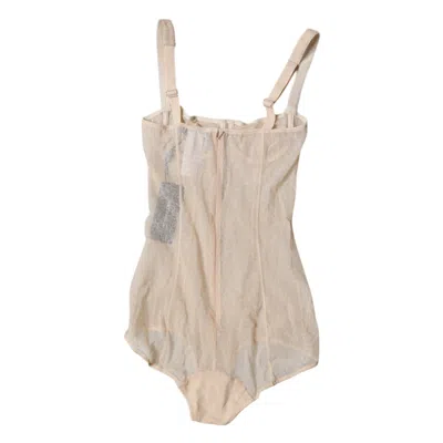 Dolce & Gabbana Beige Tulle Balconette Bra Bodysuit Women's Underwear In Sand