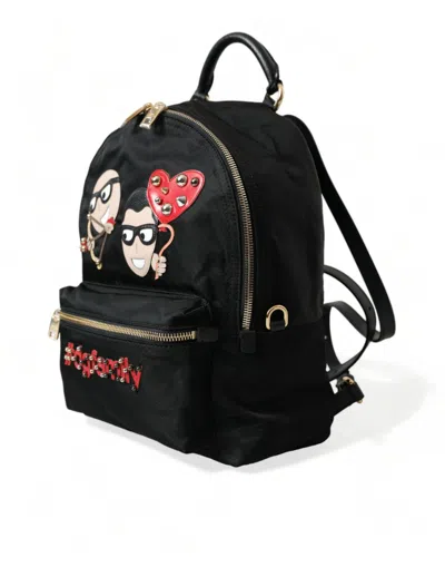 Dolce & Gabbana Black #dgfamily Embellished Backpack Vulcano Women's Bag In Black