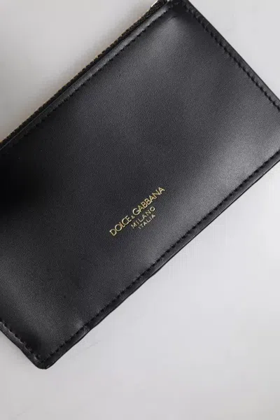 Pre-owned Dolce & Gabbana Black Calfskin Leather Dg Logo Card Holder Men's Wallet ()