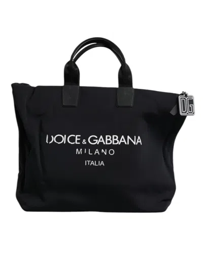 Pre-owned Dolce & Gabbana Black Canvas Dg Logo Women Shopping Hand Tote Women's Bag ()