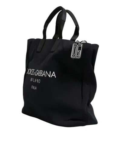 Pre-owned Dolce & Gabbana Black Canvas Dg Logo Women Shopping Hand Tote Women's Bag ()