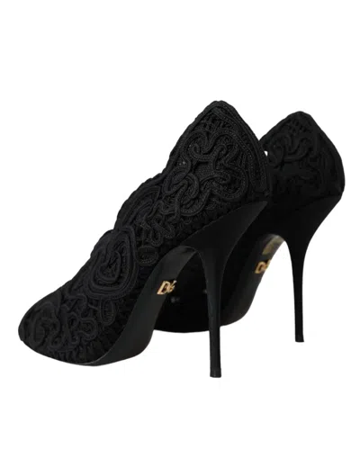Pre-owned Dolce & Gabbana Black Cordonetto Ricamo Pump Open Toe Women's Shoes ()