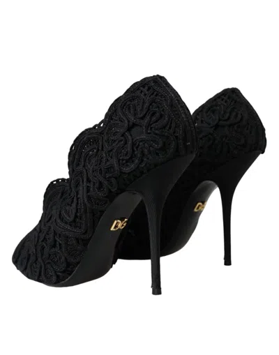 Pre-owned Dolce & Gabbana Black Cordonetto Ricamo Pump Open Toe Women's Shoes ()