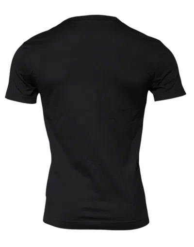 Dolce & Gabbana Black Cotton Round Neck Short Sleeves Men T-shirt In Black