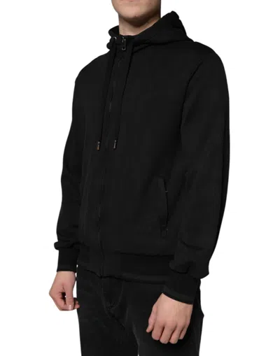 Pre-owned Dolce & Gabbana Black Cotton Full Zip Hooded Bomber Men's Jacket ()