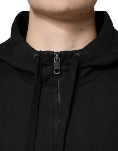 Pre-owned Dolce & Gabbana Black Cotton Full Zip Hooded Bomber Men's Jacket ()