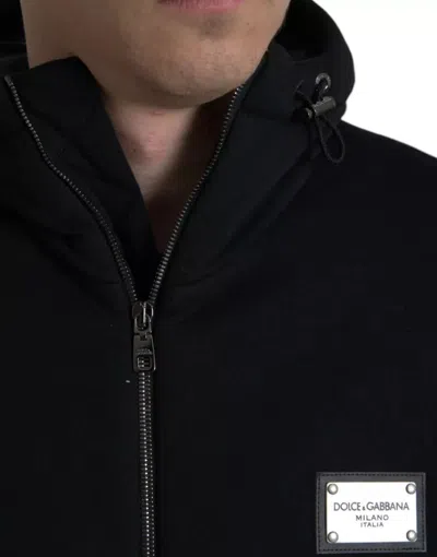 Pre-owned Dolce & Gabbana Black Cotton Hooded Logo Bomber Men's Jacket ()