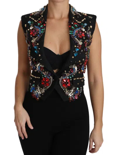 Dolce & Gabbana Enchanted Sicily Crystal-embellished Vest In Black