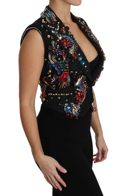 Dolce & Gabbana Enchanted Sicily Crystal-embellished Vest In Black