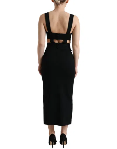 Dolce & Gabbana Black Cut Out Sleeveless Bodycon Midi Dress In Black