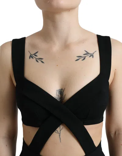 Dolce & Gabbana Black Cut Out Sleeveless Bodycon Midi Dress In Black