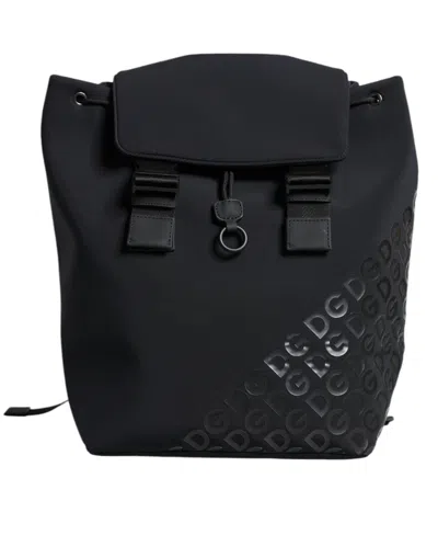 Pre-owned Dolce & Gabbana Black Dg Mania Neoprene Travel Back Pack Women's Bag ()