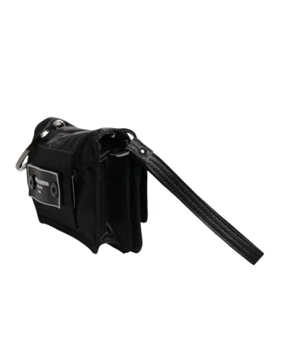 Dolce & Gabbana Black Fabric Logo Two Way Clutch Crossbody Women's Bag In Black