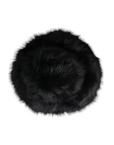 Dolce & Gabbana Black Faux Fur Womens Bucket Hat In Black