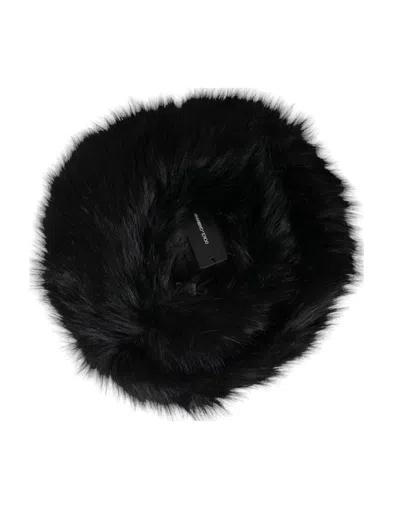 Dolce & Gabbana Black Faux Fur Womens Bucket Hat In Black