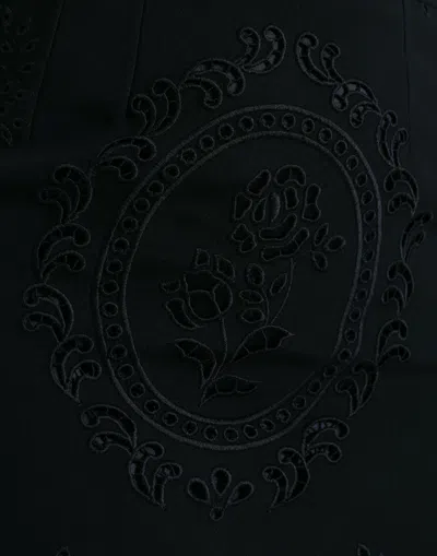 Dolce & Gabbana Black Floral Lace Bodycon Midi Dress