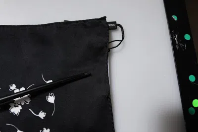 Pre-owned Dolce & Gabbana Black Floral Silk Square Wrap Shawl Women's Scarf ()