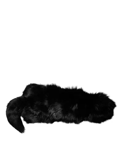 Dolce & Gabbana Black Fox Fur Neck Wrap Warmer Winter Women's Scarf In Black