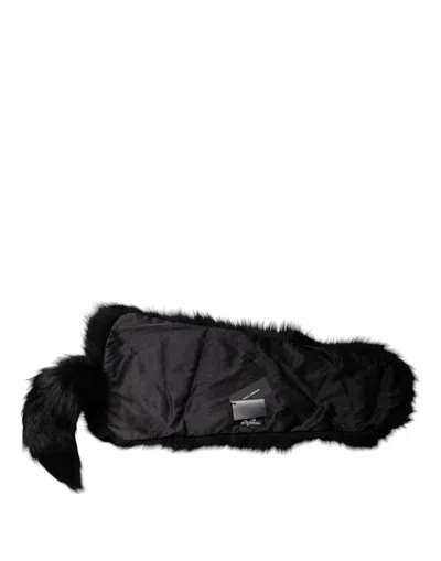 Dolce & Gabbana Black Fox Fur Neck Wrap Warmer Winter Women's Scarf In Black