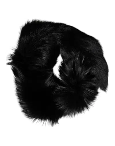 Dolce & Gabbana Black Fox Fur Neck Wrap Warmer Winter Women's Scarf In Black