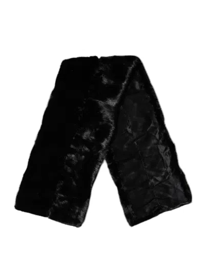 Dolce & Gabbana Black Fur Shawl Neck Wrap Cover Collar Scarf In Black