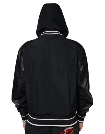 Pre-owned Dolce & Gabbana Black Hooded Full Zip Men Bomber Men's Jacket ()