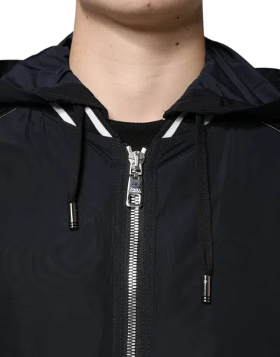 Pre-owned Dolce & Gabbana Black Hooded Full Zip Men Bomber Men's Jacket ()