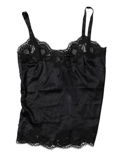 Pre-owned Dolce & Gabbana Black Lace Silk Blend Camisole Top Women's Underwear ()