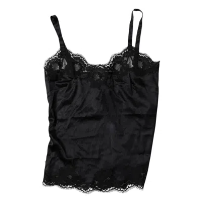 Pre-owned Dolce & Gabbana Black Lace Silk Blend Camisole Top Women's Underwear ()