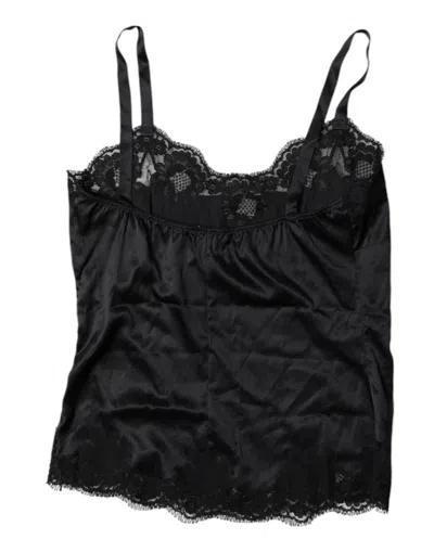 Pre-owned Dolce & Gabbana Black Lace Silk Blend Camisole Top Women's Underwear ()