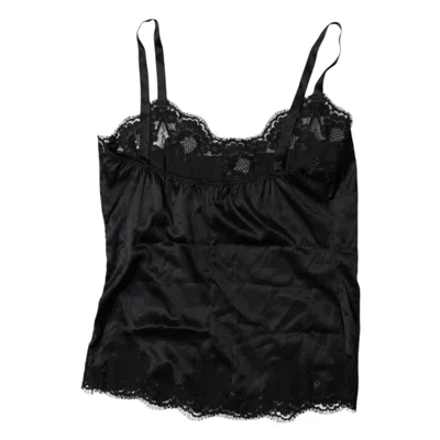 Pre-owned Dolce & Gabbana Black Lace Silk Blend Camisole Top Women's Underwear ()