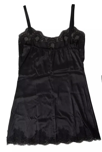 Dolce & Gabbana Black Lace Silk Sleepwear Camisole Top Women's Underwear In Black