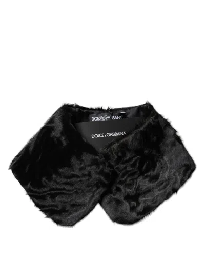 Dolce & Gabbana Black Lamb Fur Collar Women Neck Wrap Women's Scarf In Black